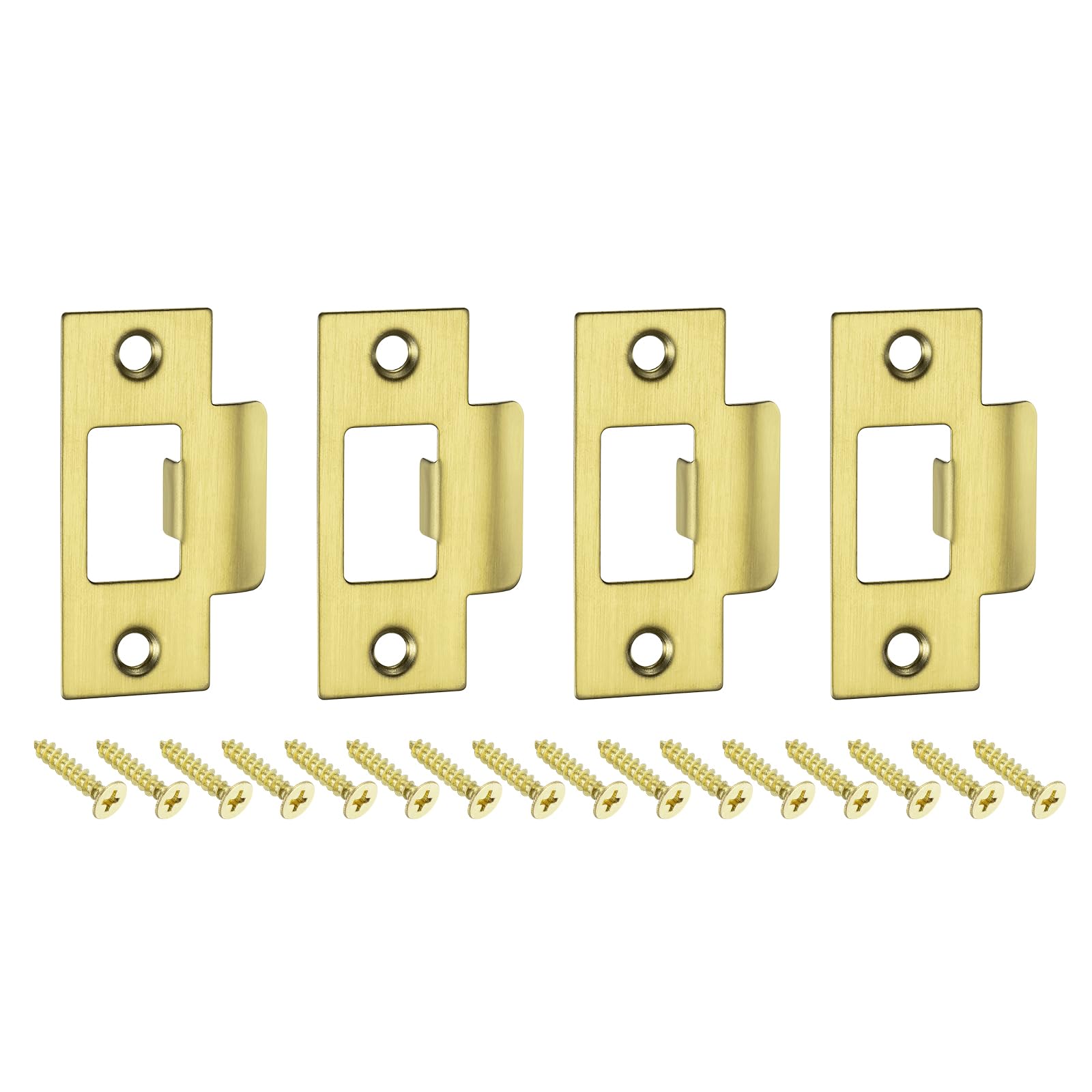 QUARKZMAN 4pcs Placa de Golpe de Puerta, Placa de Cierre de Seguridad con Kit de M4 Tornillos en Forma T de Acero Inoxidable para Refuerzo de Marco de Puerta, 70x40.3mm, Dorado