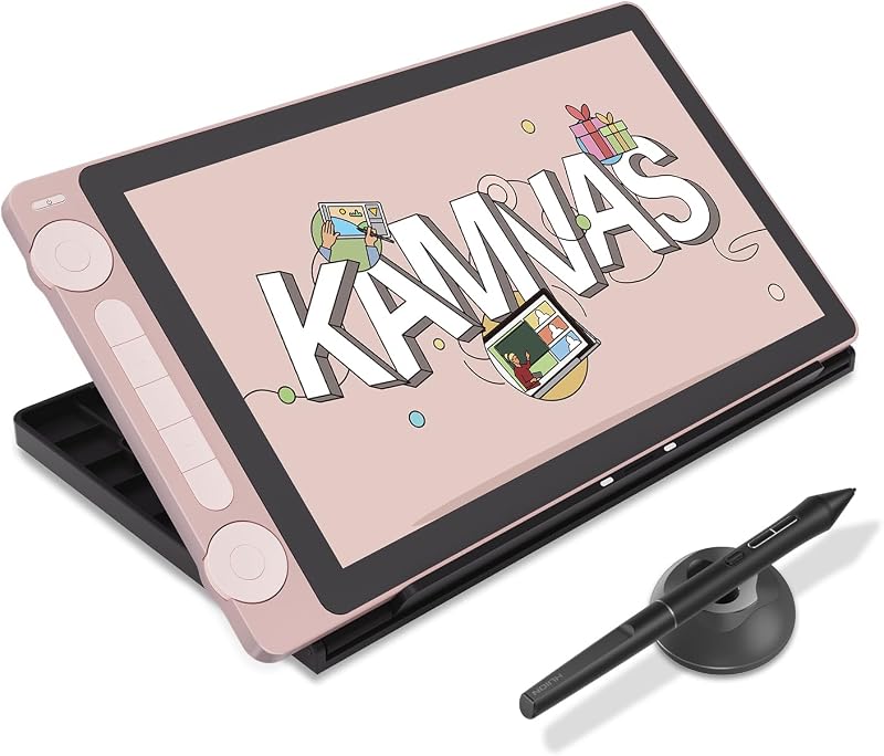 HUION Kamvas 13 (Gen 3) Drawing Tablet with Screen, Dual Dial, 13.3", Pink | Full Lamination, Canvas Glass 2.0, 99% sRGB, PenTech 4.0 16384 Levels, Works with PC, Mac and Android, With Stand