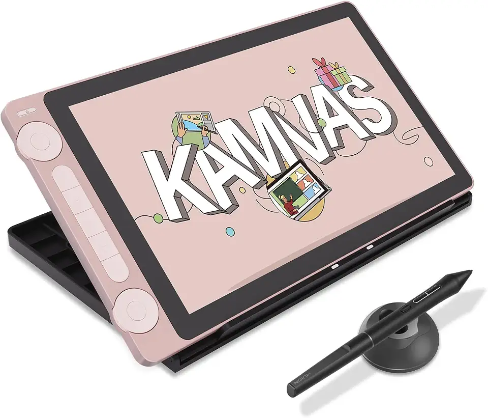 HUION Kamvas 13 (Gen 3) Mesa digitalizadora,Tablet de Arte Totalmente Laminado com Vidro de Lona Anti-brilho, 99% sRGB, PenTech 4.0, 16384 Pressão da Caneta, Dial Duplo para PC, Mac, Android | Laminação completa, tela de vidro 2.0, 99% sRGB, PenTech 4.0 16384 níveis, funciona com PC, Mac e Android, com suporte