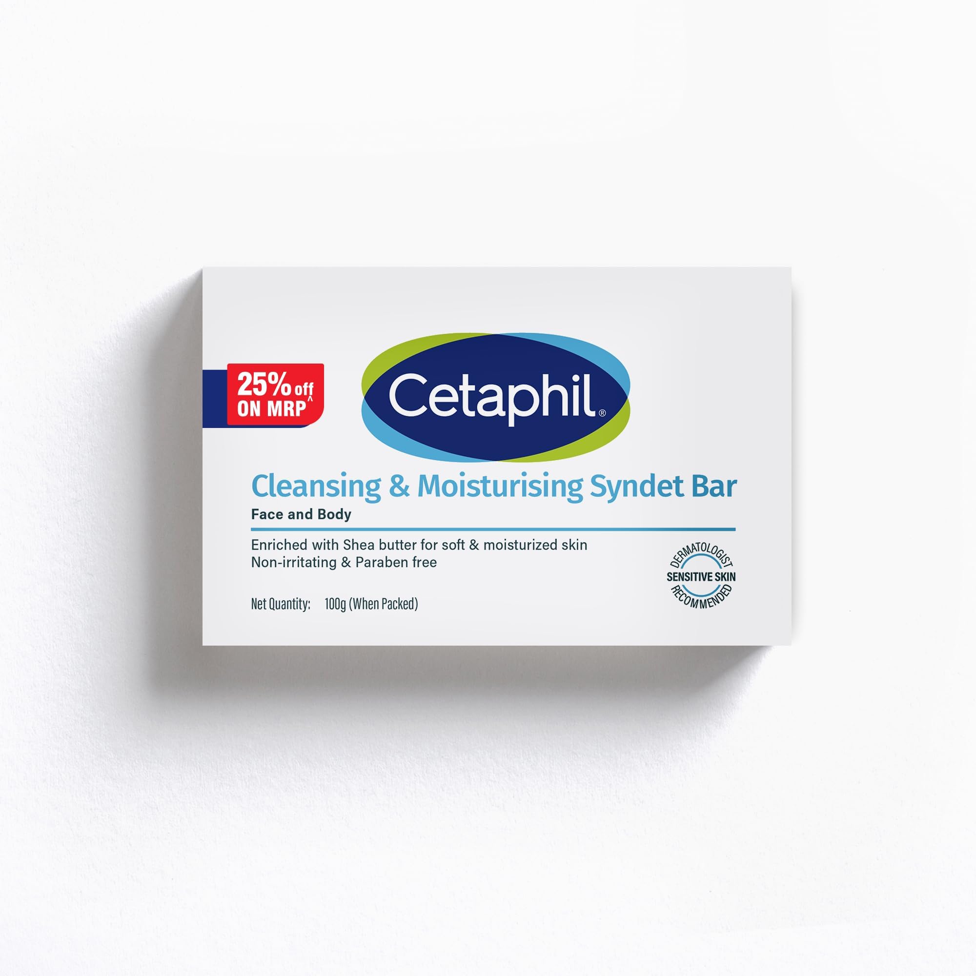 Cleansing Moisturizing Syndet Bar 100 gm – Gentle Soap-Free Syndet Cleansing Bar Pack with Shea Butter Blend, pH Balanced Moisturizing & Hydrating Formula for Sensitive & Dry Skin, Hypoallergenic & Non-Irritant Daily Cleanser for Face & Body