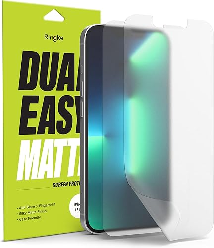 Ringke Dual Easy Matte [2 unidades] Película antihuellas, antirreflejos compatible con iPhone 13 Pro Max, protector de pantalla de 6.7 pulgadas