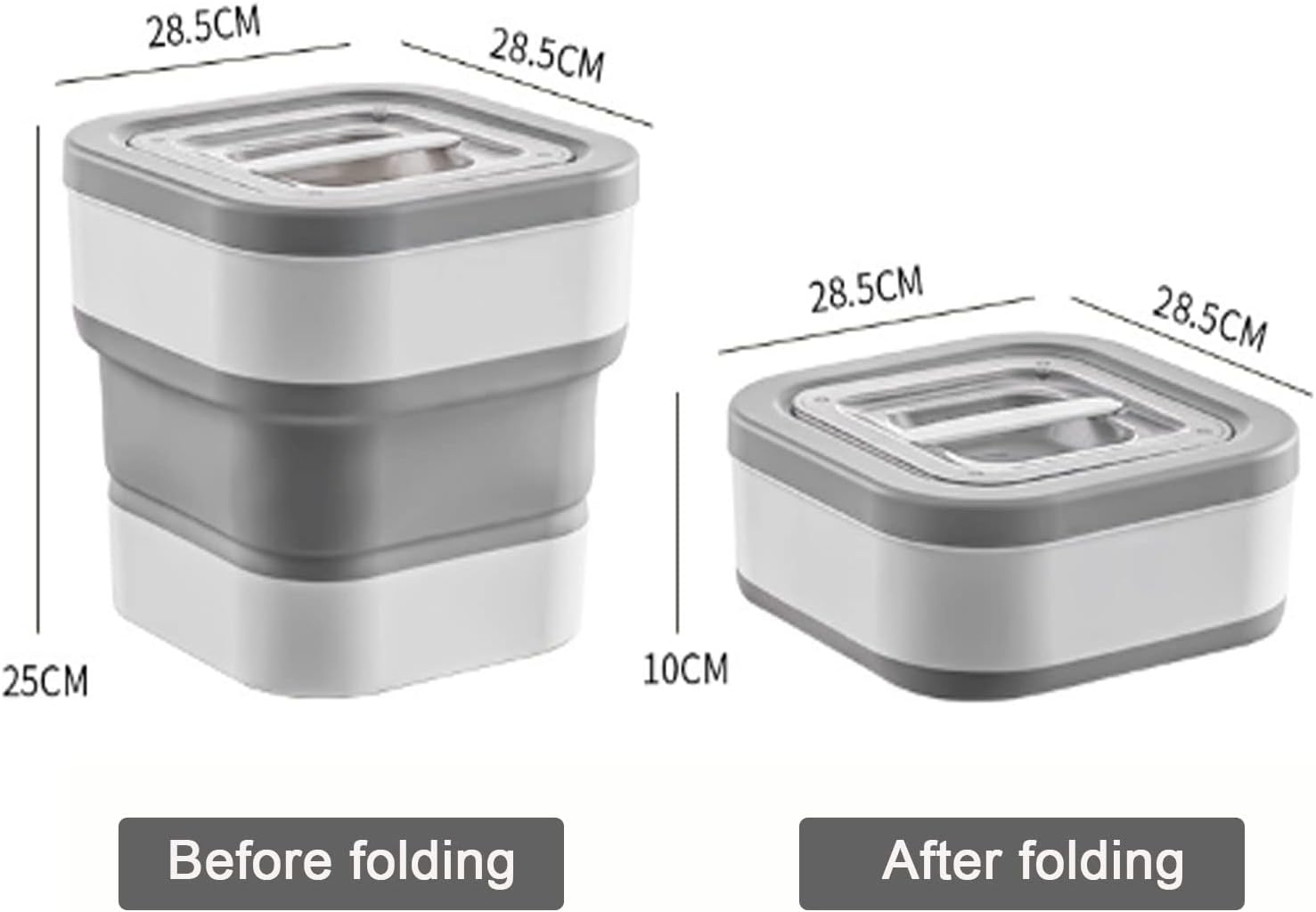 Grey Collapsible Dog Food Container with Lids,Plastic Large Containers Bin,Leak Proof Seal Kitchen Cereal Rice Storage Bin,Food Storage Containers For Storage Dog Cat Small Pet Food