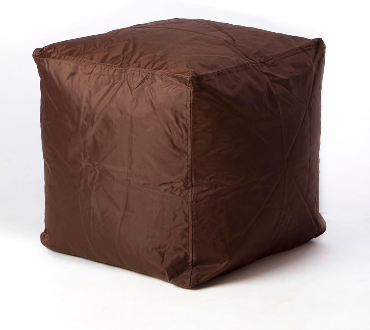 Bean Bag Cube Ottoman Footstool (Brown) | | Nylon Fabric - Hand Filled in the USA | 16 x 16 x 16 inches |