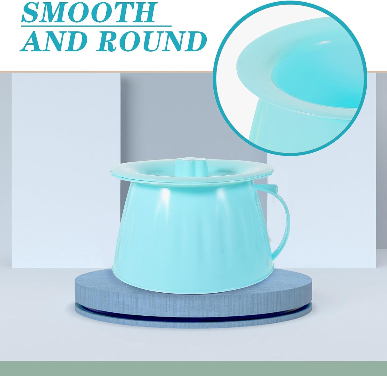 Portable Plastic Chamber Pot with Lid and Handle, Thickened Bedpan Urine Storage Pot for Elderly, Blue Mobile Commode Toilet for Bedroom and Travel Use