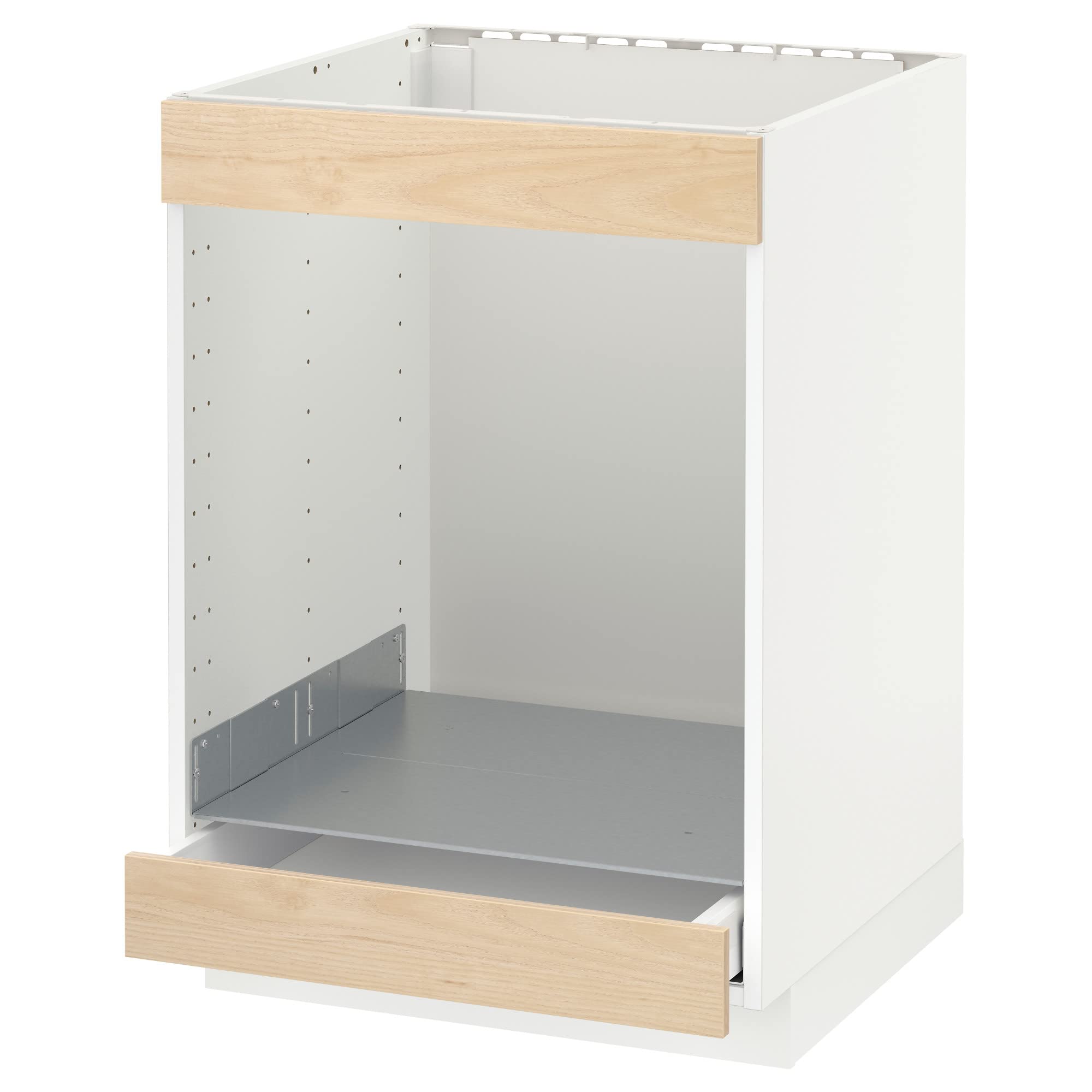ProTuning METOD/MAXIMERA Cabine de base pour plaque de cuisson+four avec tiroir, blanc/effet cendré clair Askersund, 60x60 cm
