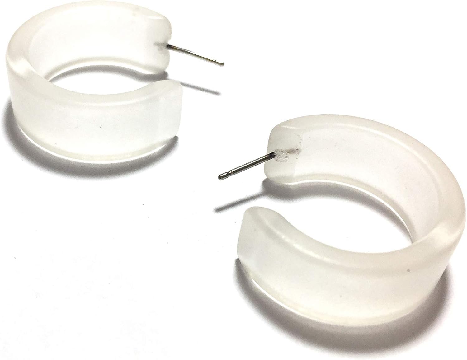 Clear Frosted Wide Classic Hoop Earrings - WDCL-CL-1