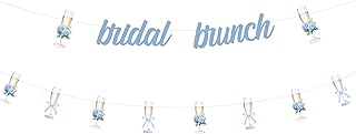 Cheereveal Blue Hydrangea Theme Banner Garland, Bridal Brunch Bridal Shower Decorations, Spring Floral Flowers Theme Engagement Wedding Bachelorette Party Supplies