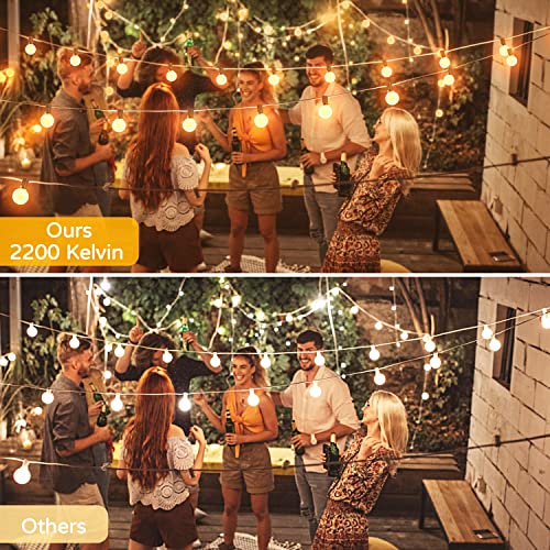 Outdoor String Lights,50Ft+5Ft Shatterproof Led Patio Lights With 30 Dimmable Plastic G40 Bulbs,2200K Waterproof Hanging Lights String,Connectable Outside Lights For Backyard,Cafe,Porch,Deck,E12 Base #TOP6