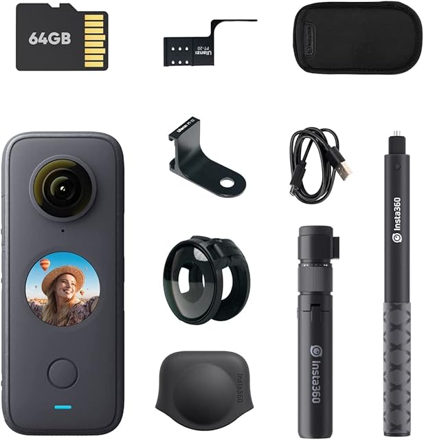 Insta360 ONEX2 Creator Kit - 360 Degree Waterproof Action Camera, 5.7K 360, Stabilization, Touch Screen, AI Editing, Live Streaming, Webcam, Voice Control