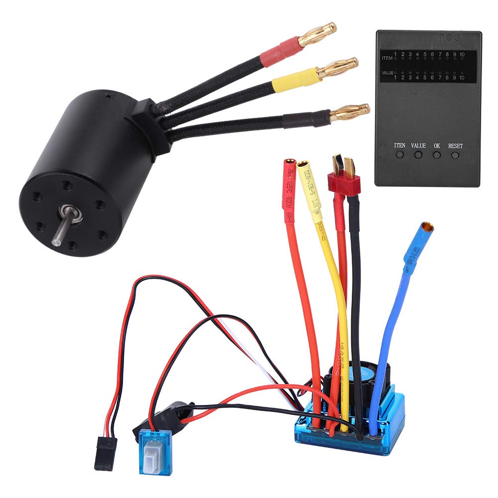 Zestaw silników 3650, silnik 3100KV + karta programowa + bezszczotkowy regulator 45A/60A/80A/120A odpowiedni do części samochodowych RC 1/10 (60A)