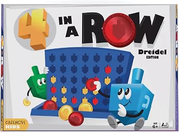 هانوكا 4 في صف. لعبة كلاسيكية مع Chanukah Dreidel Twist. 