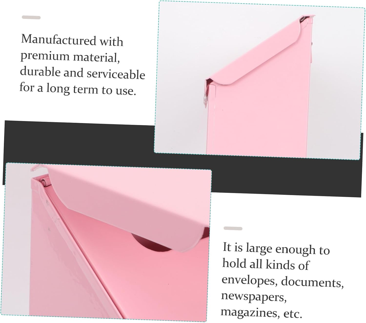 Multi-Functional Wall-Mounted Mailbox Durable Iron Letter Box with Key Lock Stylish Home Accessory for Secure Envelope and Document Storage Pink