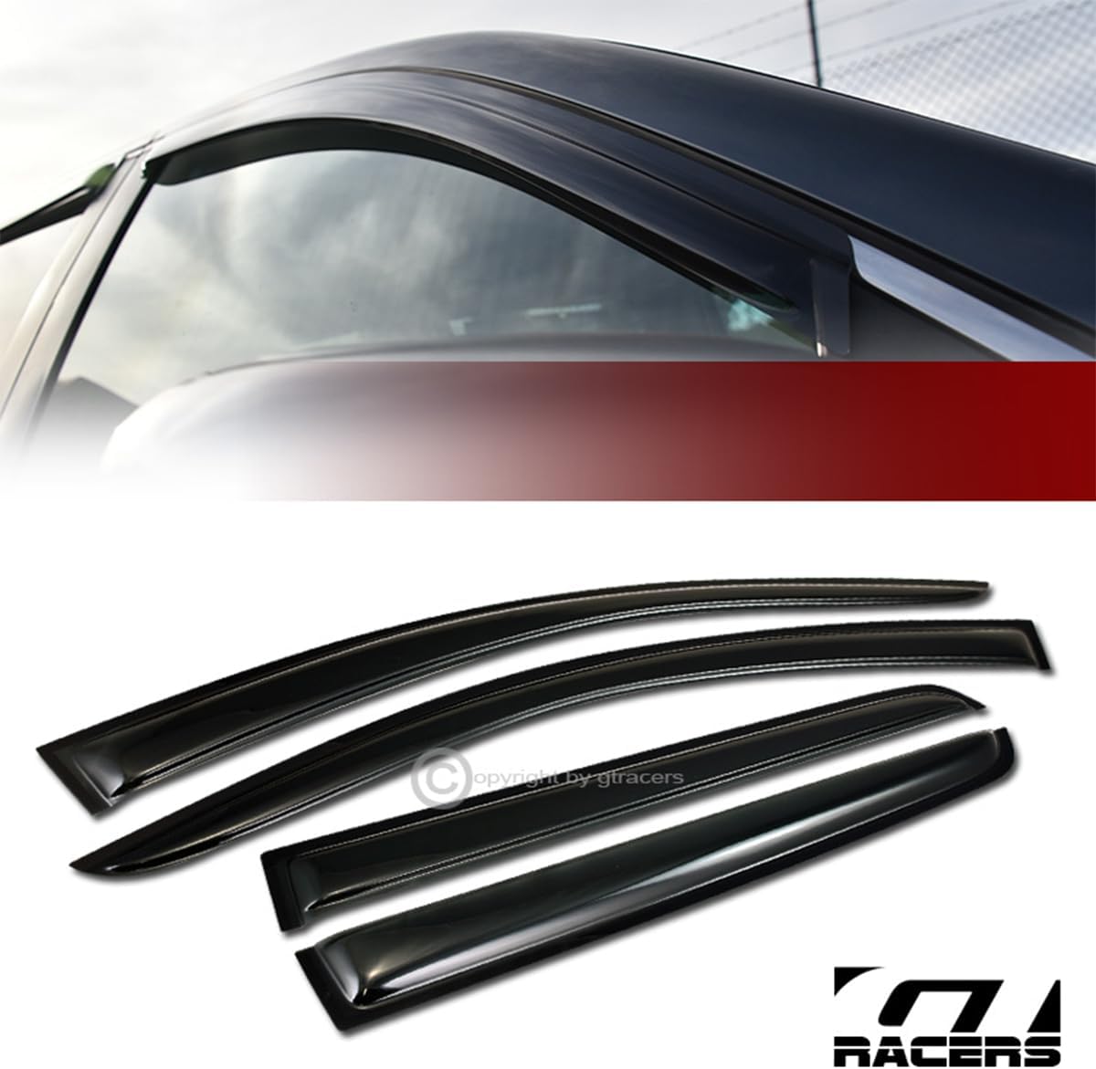 R&L Racing 4Pc Set Smoke Window Deflector Sun/Rain Guards Compatible with 2008-2015 Dodge Journey Non-in Channel