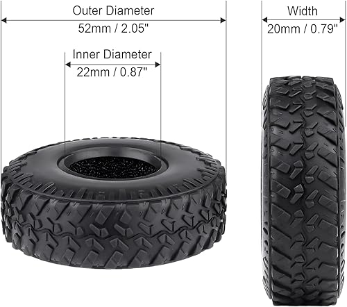 Miniatura 20 de HobbyPark Neumáticos de goma suave SCX24 1.0 Rock Crawler para 1/18 TRX4M Axial SCX24 Gladiator Bronco C10 JLU Deadbolt B17 Betty 1/18 1/24 RC