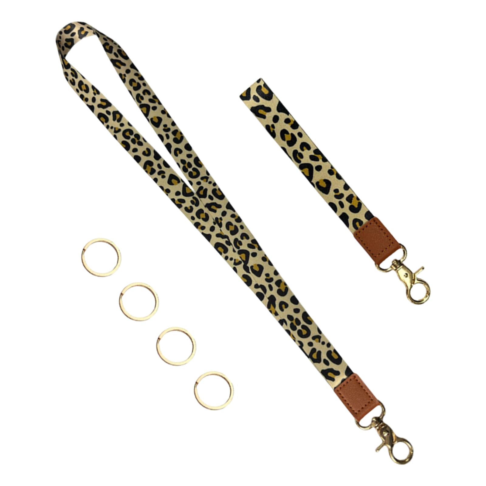 Leopard Print Gifts Neck Lanyard & Wrist Strap Set, Lanyard For Neck With Safety Breakaway, Cruise Luggage Tag Holder Wristlet Keychain for Ski Pass Holder, ID Card, Keys, Badge, Teacher, Office Staff