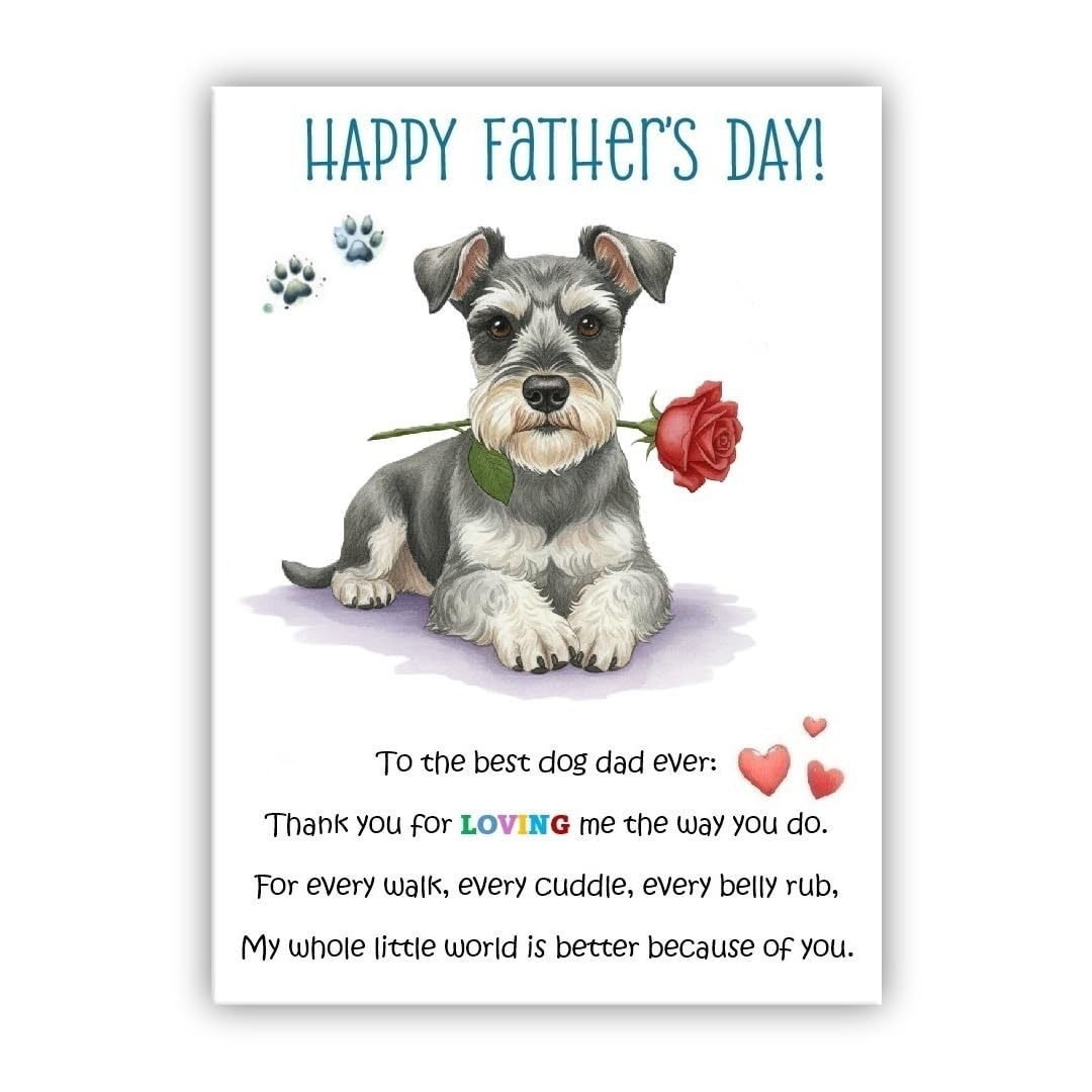 Father’s Day Card From the Dog. Multiple Breeds Available. Cute Fathers Day Pet Card. To The Best Dog Dad Ever (• Miniature Schnauzer)