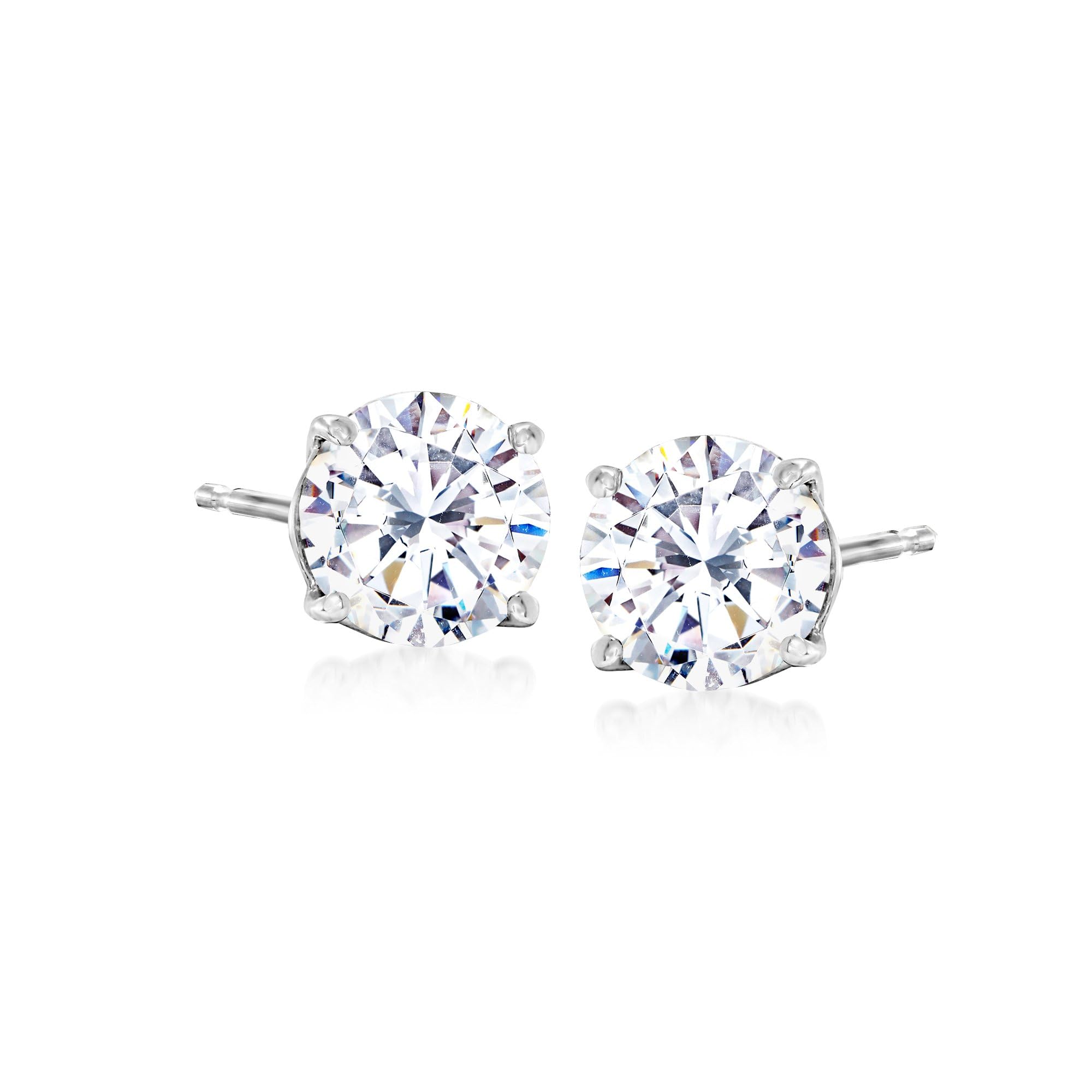 Round CZ Stud Earrings in 14kt White Gold