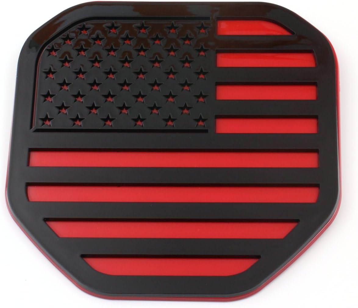 American Flag Rear Tailgate Emblem Badge Compatible with 2019-2025 Dodge Ram 1500 2500 3500 (Black Red)