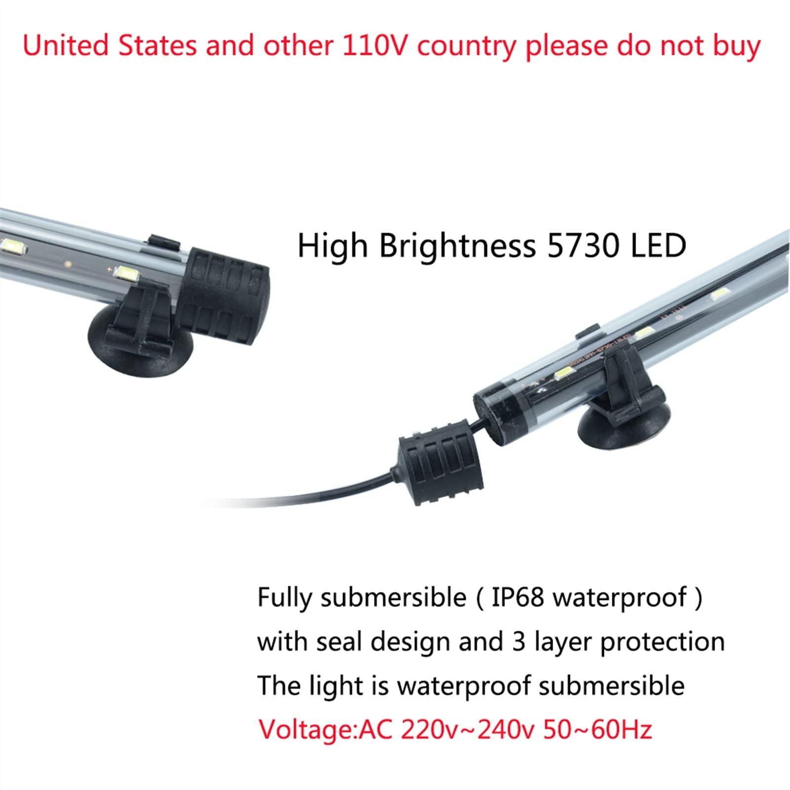 Luces Para Estanques 18-4 8cm Aleación de aluminio de luz de acuario DIRIGIÓ Luz del tanque de peces impermeable Lámpara de pescado bajo el agua Aquariums Decor Lighting Plant Lamp Luces Sumergibles (