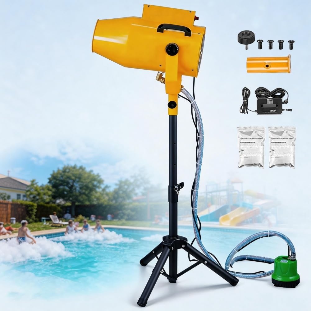 1200W Schaummaschine für Partys, Outdoor Schaumparty Maschine, hohe Schaummenge mit großer Abdeckung, Sprüheffekt 3 Meter, Seifenblasenmaschine für Freizeitparks, Festivals, Garten, Pool