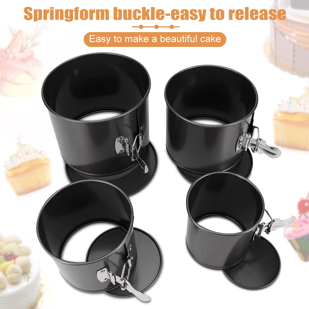 Springform 4er Set, Käsekuchenform mit abnehmbarem Boden, antihaftbeschichtete runde Backform für verschiedene Kuchengrößen – Größen 10/12/14,5/17 cm