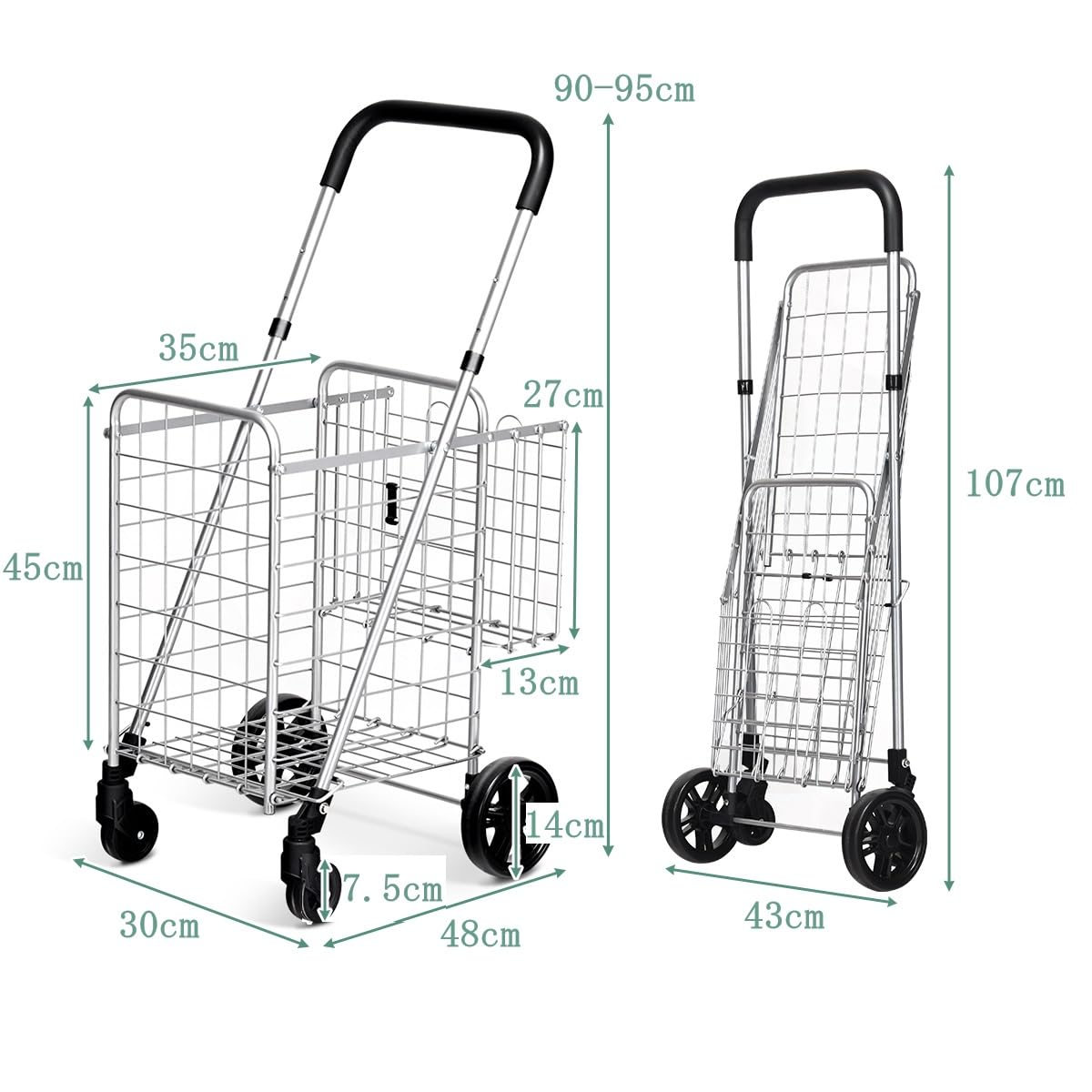 買い物カート ショッピングキャリー 折りたたみ式 大容量 4輪 組立不要 軽? Amazon｜GIANTEX ショッピングカート 折り畳み 4輪 耐荷重20kg
