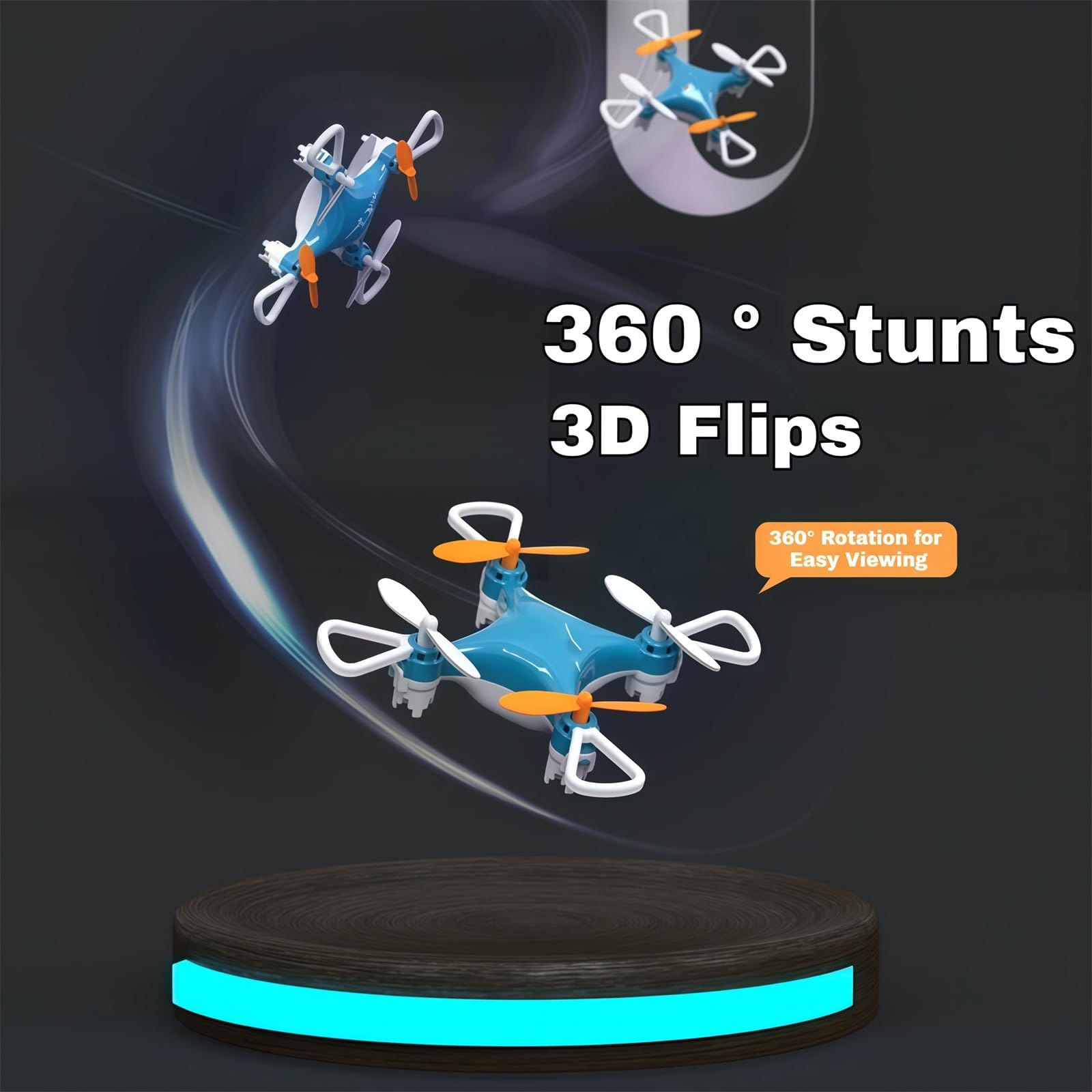 All-Ages Mini Drone with Easy Stunt Flights & 360° Tricks - Perfect Beginner-Friendly Flyer, 2026 New Mini Drone Beginner with Led & Altitude Hold & Propeller Protection (Blue+Black)