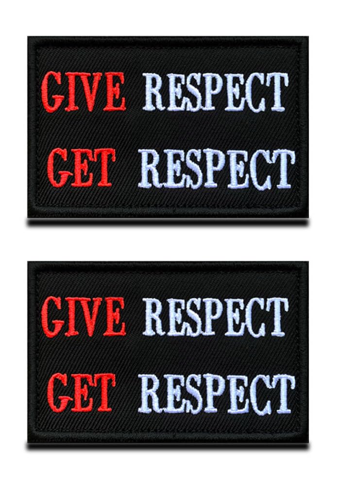 2 Pieces "Give Respect Get Respect" Embroidered Iron-On Patch/Biker Patch Motorcycle Patch/Tactical Applique for Jeans/Leather/Uniform/Jacket/Backpack