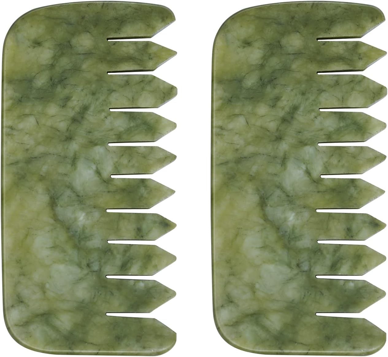 ideayard Jade Comb Body and Scalp Gua Sha Massage Beauty Tool 2 Pcs - Boost Lymphatic Drainage, Promote Healthy Hair Growth