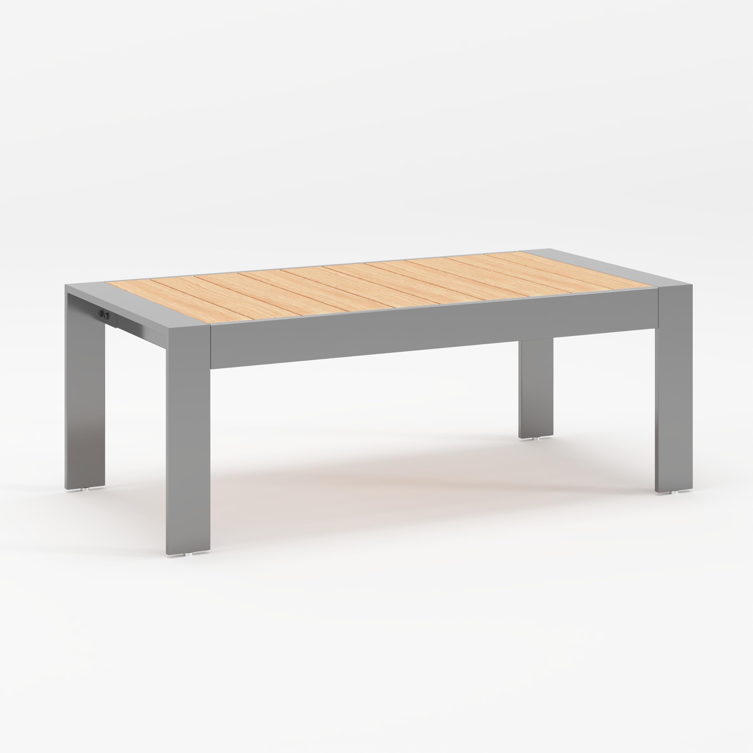 Sundale Outdoor Patio Coffee Table Rectangble Outdoor Coffee Table with Glitter Shimmer Coated Aluminum Frame and Wood-Like Top