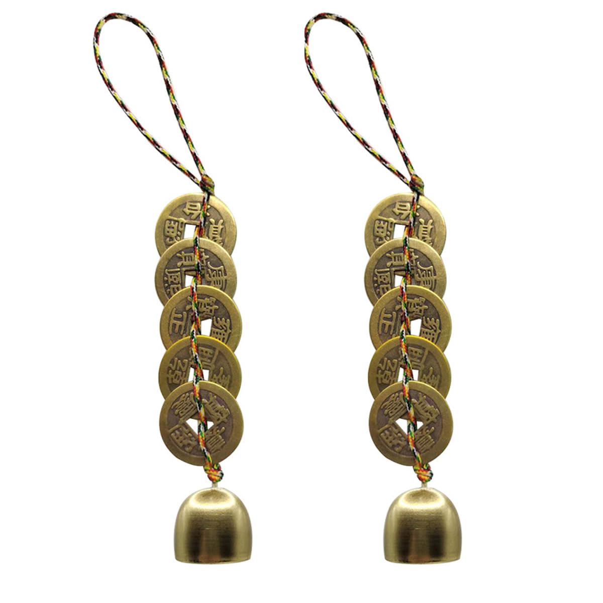 ANCLLO 2 Pcs Fengshui Wind Chimes, Outdoor Fortune Tree Metal Bells Feng Shui Wind Chimes for Lucky Home Garden Patio Yard Hanging Decor Gift (gold)