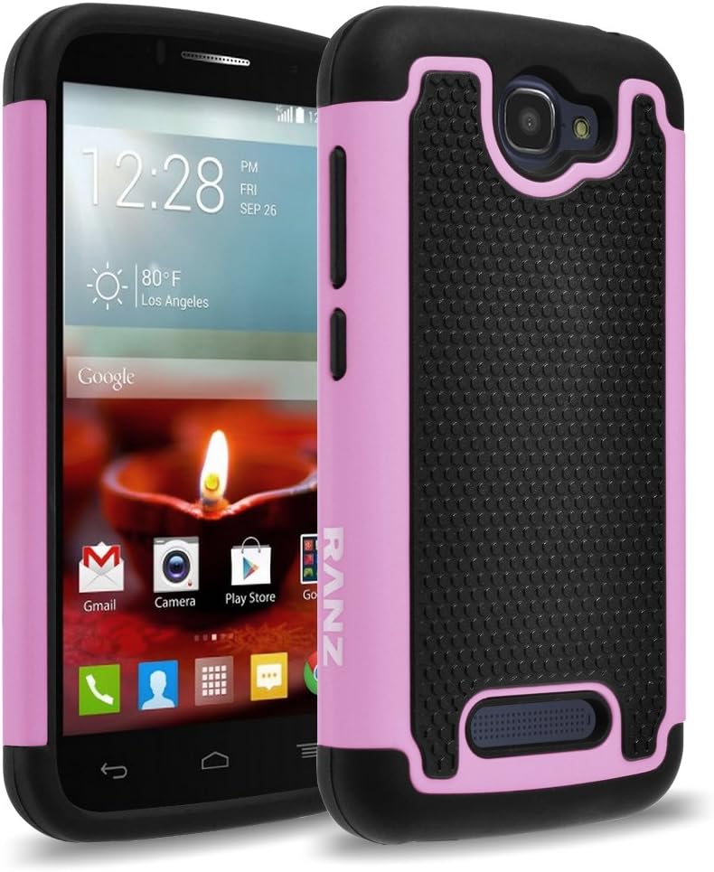Alcatel One Touch Fierce 2 Case, RANZ Black/Baby Pink Heavy Duty Dual Layer Armored Hybrid Case Cover For Alcatel One Touch Fierce 2 / Alcatel 7040T (T-Mobile/MetroPCS) / POP ICON A564C (Straight Talk/TracFone)