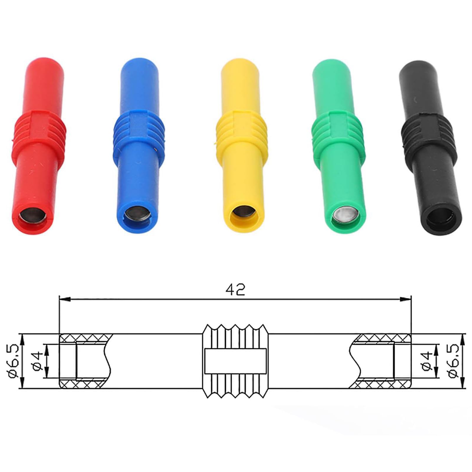 Fyearfly 5Parole Accoppiatori A Banana Isolati, Presa A Banana Doppia da Femmina A Femmina Connettore Elettronico Connettore A Banana da 4 mm, Adattatore di Estensione Della Spina F-F
