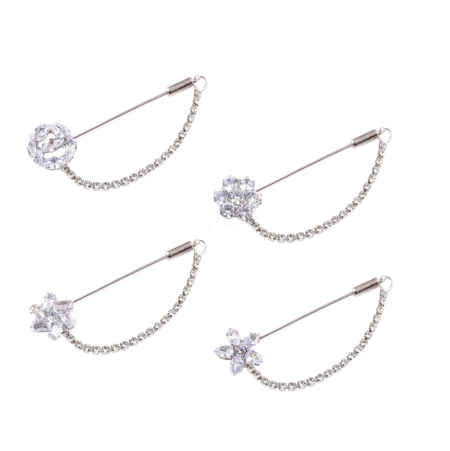VAMA FASHIONS Crystal Stone Hanging Lapel Pin Brooches Blazer Suit Sherwani Silver Brooch For Men Wedding (Combo Brooch for Men) (B0CZ49SJKR) Amazon Price History, Amazon Price Tracker