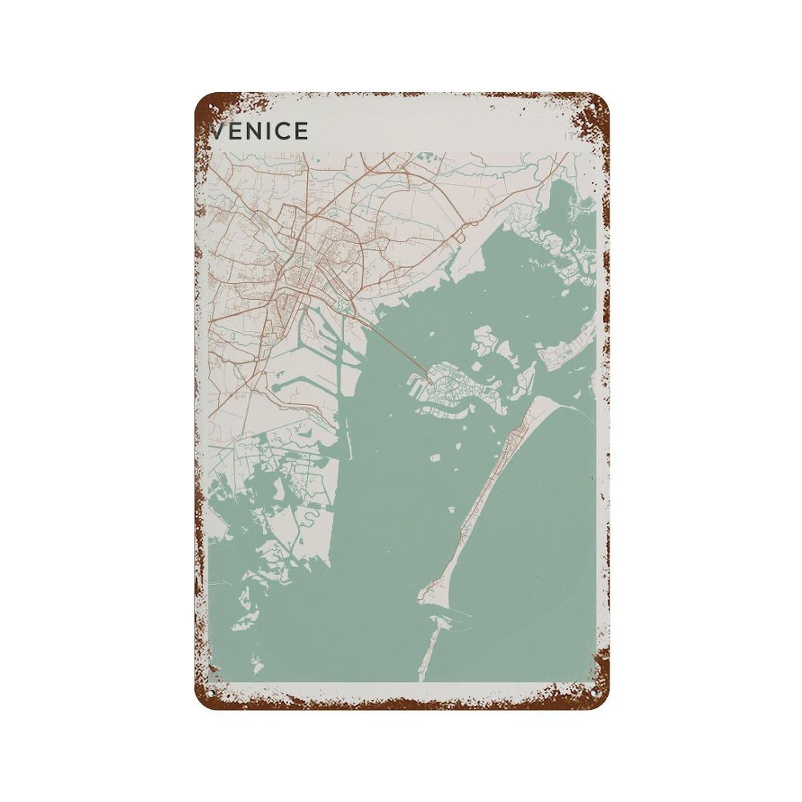 xiaoxiaoshen Venice Map Italy Travel Gift Scandi Wall Decor Art Metal Tin Poster Modern Home Decor Art Home Bar Shop Decorations Vintage Sign 30x20cm