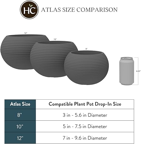 Miniatura 5 de The HC Companies Maceta Atlas Sphere de 10 pulgadas, ligera, decorativa, redonda, de plástico, para interiores y exteriores, para hierbas y flores,