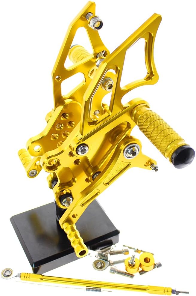 FXCNC CNC Billet Motorcycle Rearset Foot Pegs Rear Set Footrests Fully Adjustable Foot Boards Compatible with NINJA 300R EX300 2013 2014 2015 2016 2017 2018