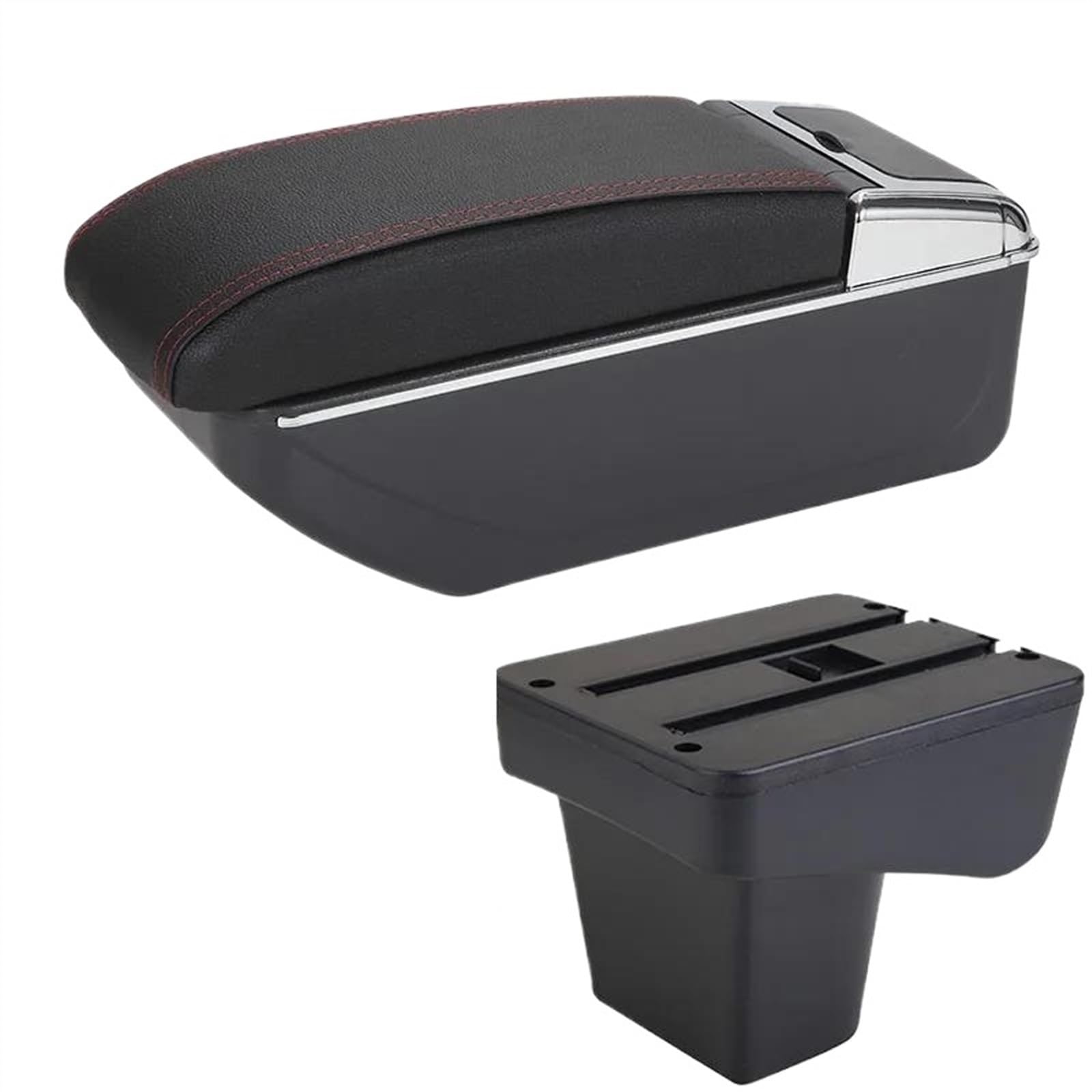 DYDGUTUFB For Suzuki For Vitara Car Armrest Box Central Content Storage Box Modification Interior Accessories (D1 Black red No USB)