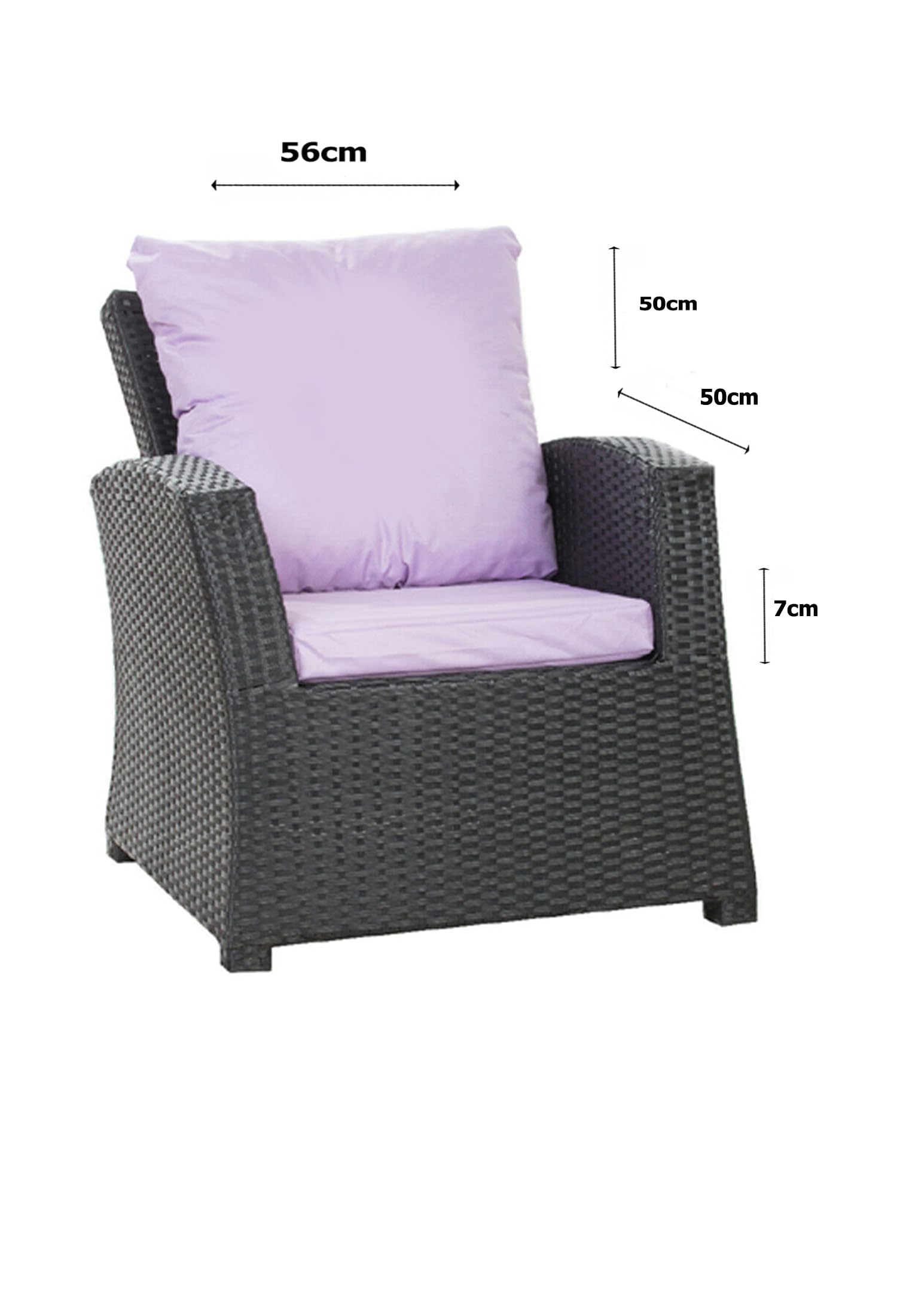 SET Cuscini da Giardino in Rattan 4-5 Posti – Per Divano, Sedia a Dondolo e Salotto, Comodi per Interno ed Esterno, Poliestere - Impermeabile (Viola chiaro, 110x60x50 / 2x 50x56)