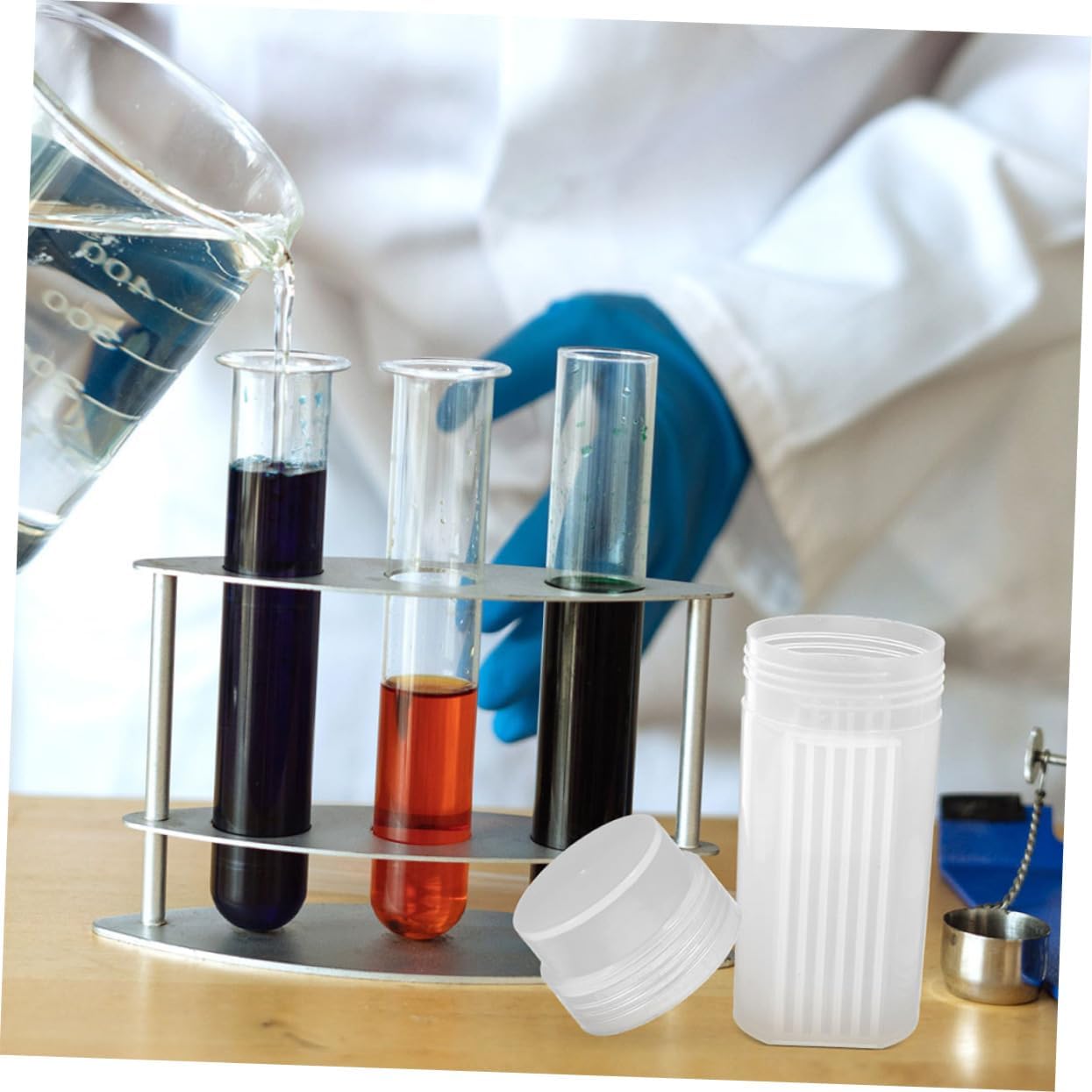 3pcs Plastic Slide Staining Container Lid Microscope Slide Holder for Lab Use Quick Staining Easy Storage for Chemistry Experiments