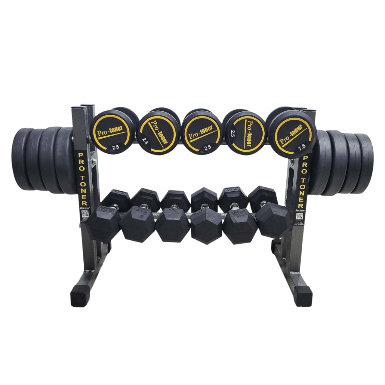 Protoner Weight Storage Rack, 2-Tier Dumbbell Stand for Home Gym, Grey
