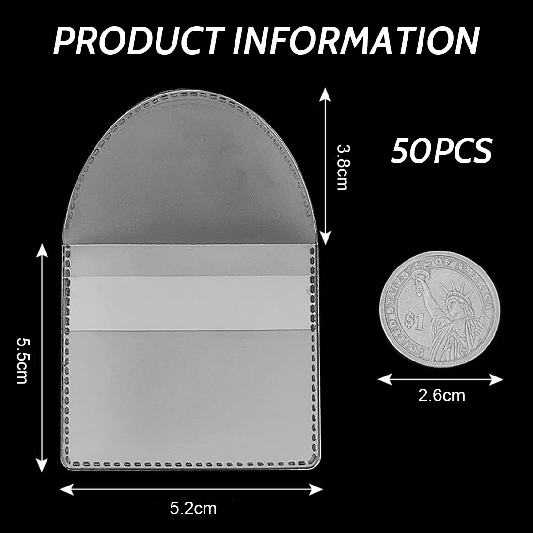 50 Pezzi Buste per Monete Porta Monete PVC Trasparente 5,5 x 5,2 cm