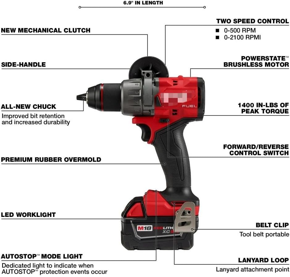 Compatible for use with Milwaukee 3697-22IN M18 FUEL 18V Hammer Drill/Drive Kit w/ M18 Tire Inflator