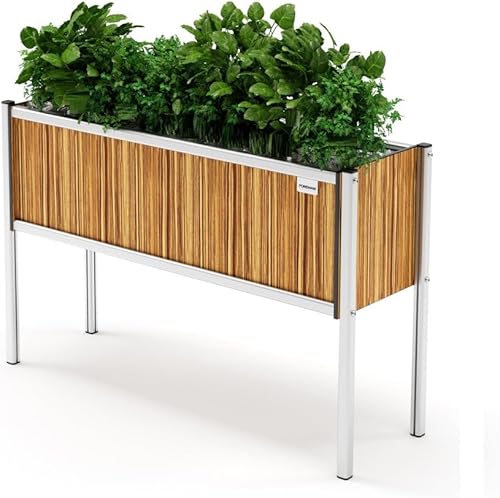 Miniatura 50 de Foreman Cama de jardín elevada con patas, caja de jardín al aire libre, maceta para exteriores, 36 pulgadas de largo x 12 pulgadas de ancho x 25