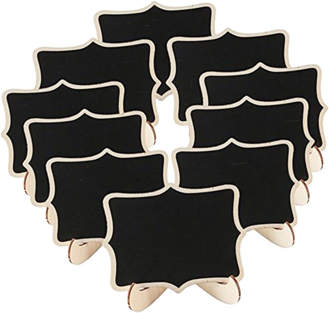 10pcs Mini Decorative Blackboard Signs with Stand Eco-Friendly Message Boards for Weddings Home Decor and Party Embellishments Wooden Frame Fun and Functional