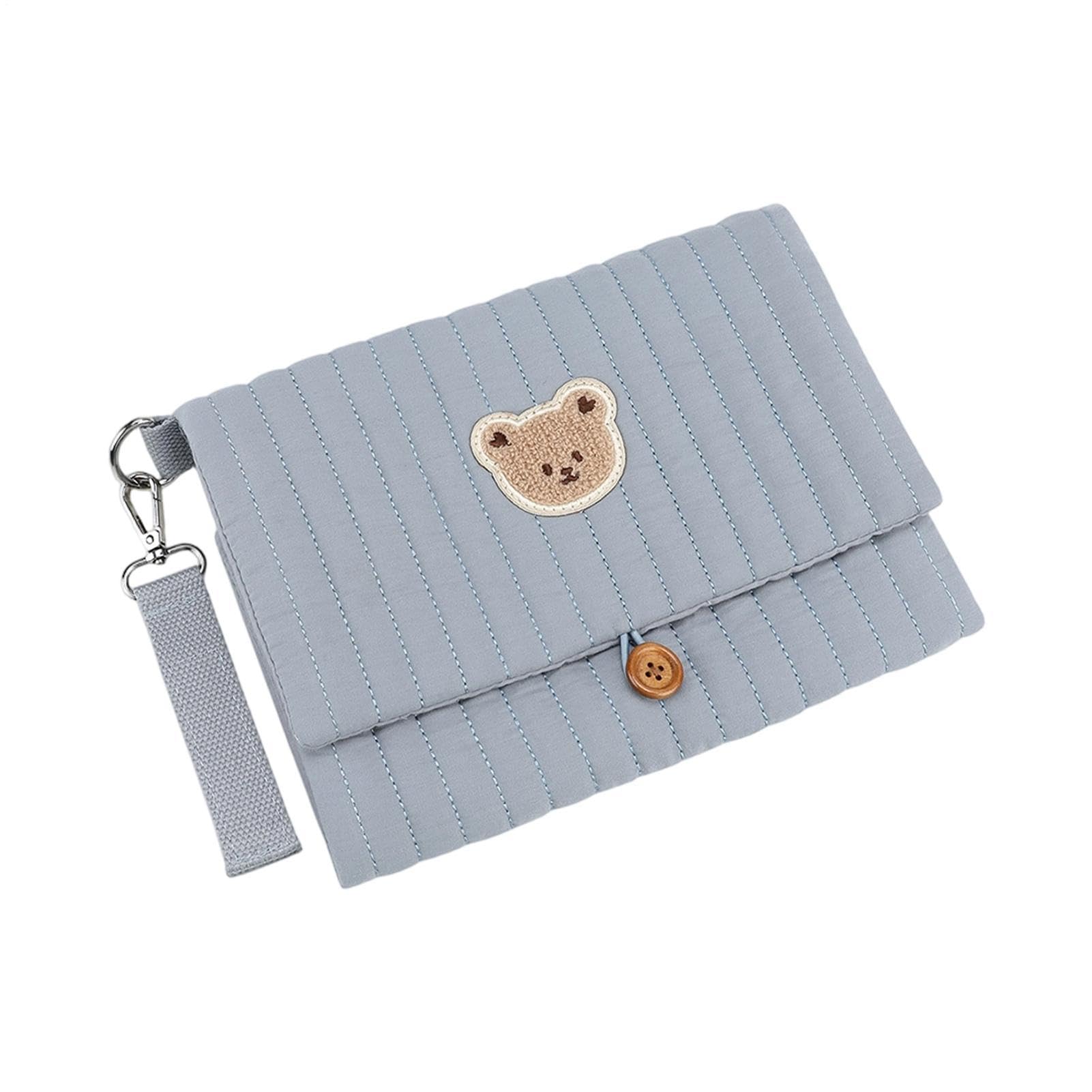 Mimoqk Pakc Bear Embroidery Folding Travel Nappy Pouch with Stroller Strap Compartment and Nappy Storage for Mom Dad Parent Boy Girl Travel Travel Work Hospital