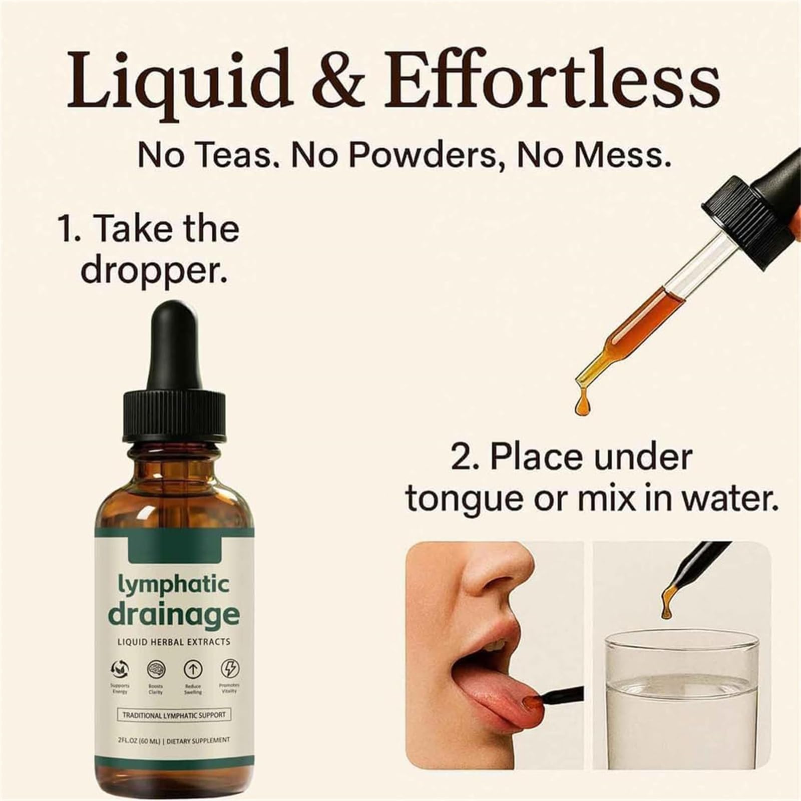 Lymphdrainage-Tropfen, Unterstützung des Wasserhaushalts, Fördert die effiziente Entwässerung des Lymphsystems zur Gesundheitsförderung – Für Frauen & Männer