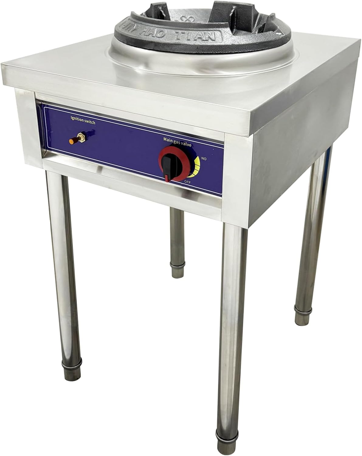 10" LPG Commercial Gas Wok Stove, High Pressure Single Burner, High Fire Stove Stainless Steel for Restaurant Kitchen