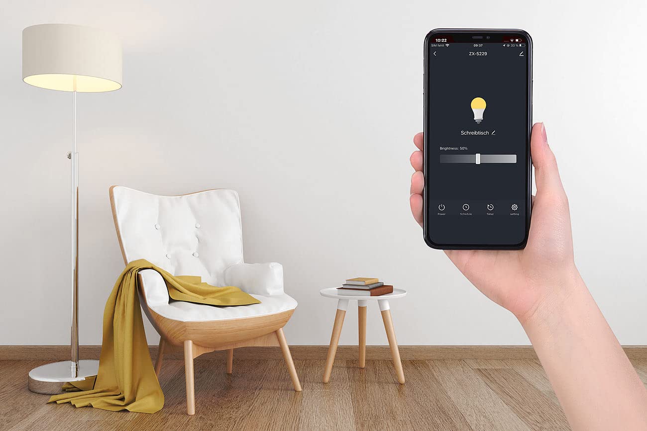 Luminea Home Control Steckdose Schalter: 3er Smarte WLAN-Dimmer-Steckdose mit Phasenabschnittsdimmer bis 200 W (LED-Dimmer, für Lampe, Tisch)