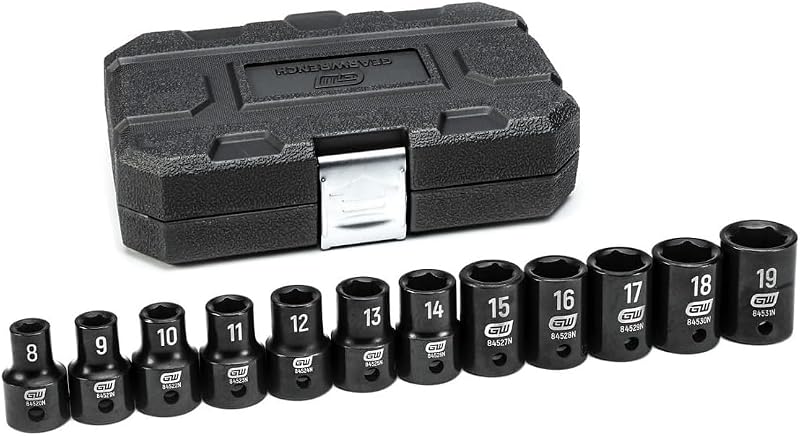 Jogo de Soquetes de Impacto GEARWRENCH com Encaixe de 12,7 mm (1/2 pol.), 6 Pontos, Métrico, 25 Peças — 84933N
